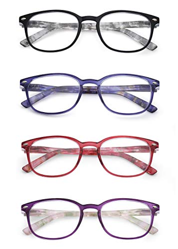 JM Gafas de Lectura Conjunto de 4 Calidad Bisagras de Resorte Hombre Mujer Anteojos Para Leer +1.25 Color Mixto