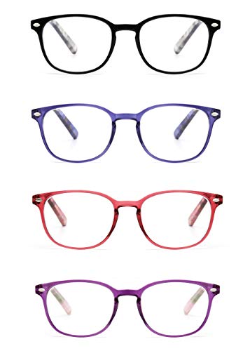 JM Gafas de Lectura Conjunto de 4 Calidad Bisagras de Resorte Hombre Mujer Anteojos Para Leer +1.25 Color Mixto