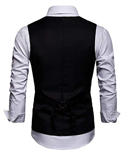 JOLIME Chaleco Hombre Traje Vintage Banquete Ceremonia Boda Casual Blazers Sin Mangas con Cadena Negro M