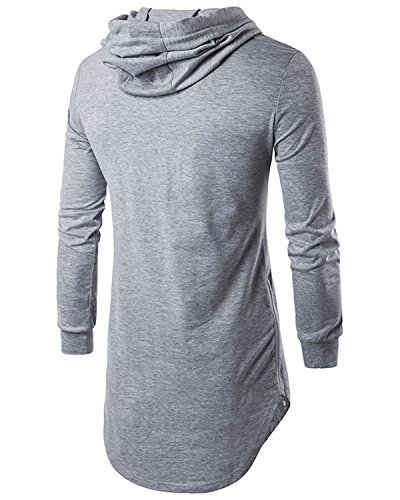 JOLIME - Sudadera con capucha para hombre, manga larga, estilo hipster hip hop, con ribete lateral Gris gris S