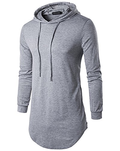 JOLIME - Sudadera con capucha para hombre, manga larga, estilo hipster hip hop, con ribete lateral Gris gris S