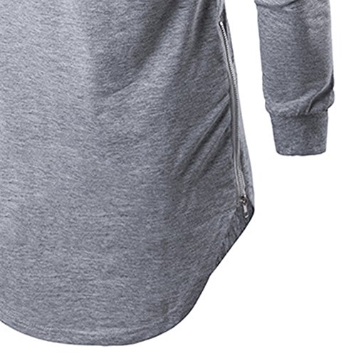 JOLIME - Sudadera con capucha para hombre, manga larga, estilo hipster hip hop, con ribete lateral Gris gris S