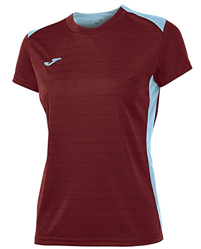 Joma Campus II Camiseta de equipación de Manga Corta, Mujer, Burdeos/Celeste, L