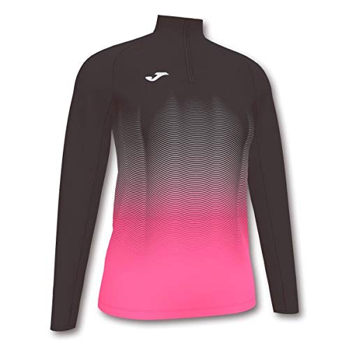 Joma Elite Sudadera Running, Mujer, Negro-Rosa, M