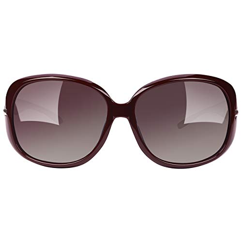 Joopin Gafas de Sol Mujer Polarizadas de Moda Protección UV400 de Gran Tamaño Gafas de Sol Señoras (Vino tinto)