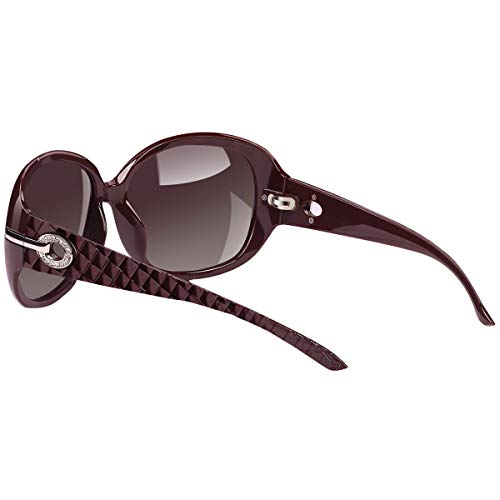 Joopin Gafas de Sol Mujer Polarizadas de Moda Protección UV400 de Gran Tamaño Gafas de Sol Señoras (Vino tinto)
