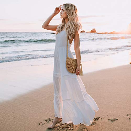 JOSEKO Bolsa de Bandolera de Paja, Mujeres Tejido Bolsa de Hombro Summer Beach Purse para el Uso Diario de Viajes