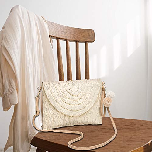 JOSEKO - Bolsa de paja cuadrada para tejer en verano, Playa de arena, viajes y vida diaria