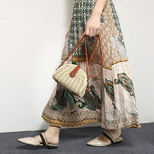 JOSEKO bolso de hombro tejido de paja de verano, bolso de playa, bolso de mensajero tejido de paja para mujer, bolso de paja tejido a mano, viajes al aire libre Beige