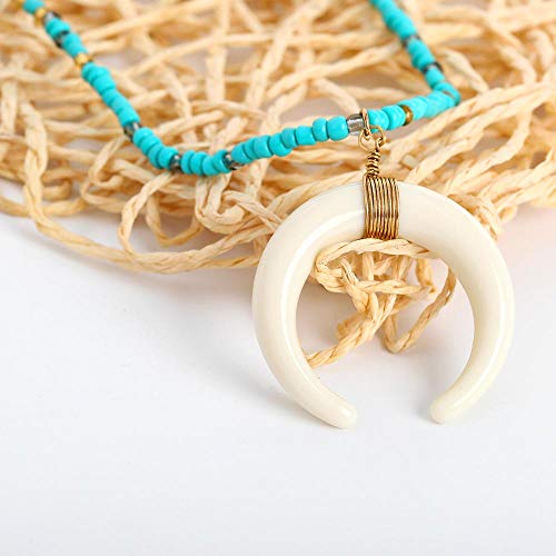 Jovono Gargantilla con colgante de luna de media luna de color marfil bohemio, para mujeres y niñas