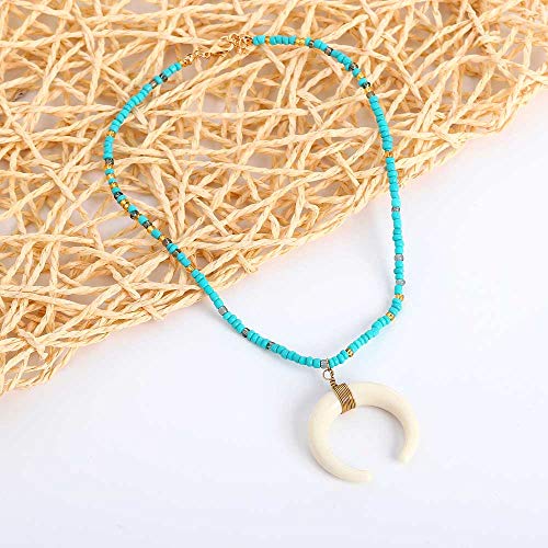 Jovono Gargantilla con colgante de luna de media luna de color marfil bohemio, para mujeres y niñas