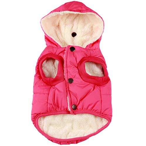 JoyDaog Sudadera con capucha para perro (forro polar cálido y forro de algodón en invierno, chaqueta pequeña para cachorros con capucha (rosa M)