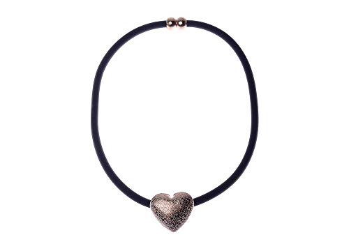 Joyería de vestuario más vendida: cordón negro y collar de corazón de oro rosa mate (M65)