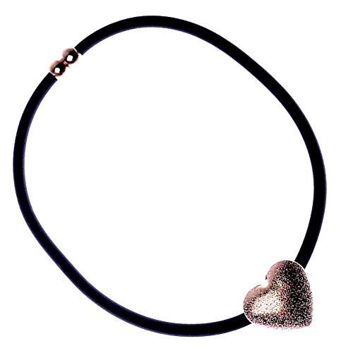 Joyería de vestuario más vendida: cordón negro y collar de corazón de oro rosa mate (M65)