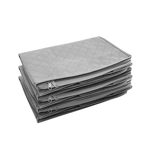 JSENGE Bolsa de Almacenamiento para Ropa Plegable, Almacenaje Bajo La Cama, Contenedor de Ropa de Tela, para Edredones Fundas Almohadas Juguetes Chaquetas Ropa, 48 x 20 x 35cm, 3 Piezas (Gris)