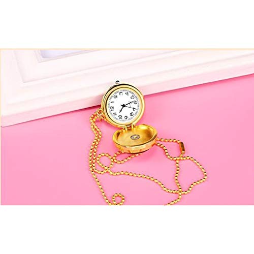 JUE Reloj de Dibujos Animados Electrónico Cuarzo Retro Flip Rotativo Mesa Colgante Niños Reloj de Bolsillo Collar Femenino Estudiante Lindo Reloj de Bolsillo Enfermera Mesa A+ (Color : Pink)