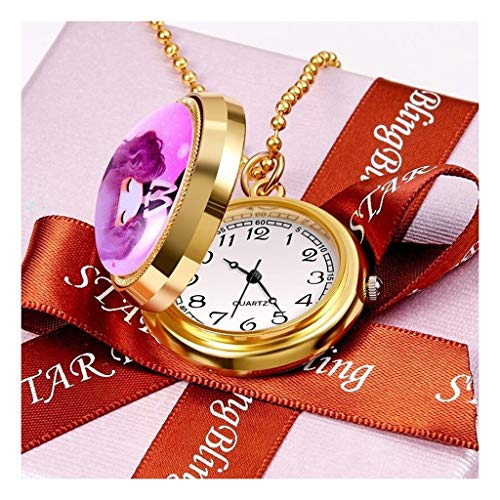 JUE Reloj de Dibujos Animados Electrónico Cuarzo Retro Flip Rotativo Mesa Colgante Niños Reloj de Bolsillo Collar Femenino Estudiante Lindo Reloj de Bolsillo Enfermera Mesa A+ (Color : Pink)