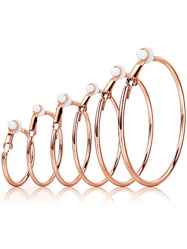 Juego de 6 pares de pendientes sin perforación para mujeres y niñas, 6 tamaños