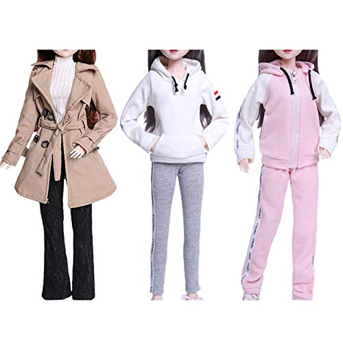 Juego de ropa de muñeca hecha a mano de moda de 60 cm Ropa casual diaria Tops Pantalones Faldas Pijama Traje deportivo Trajes con sombrero Accesorios para Barbie Muñeca de 22 pulgadas