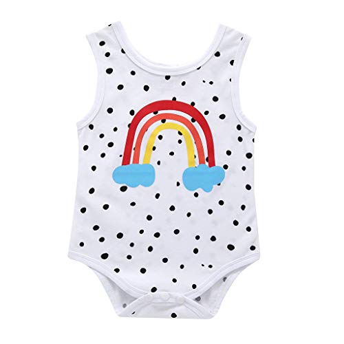 Julhold - Pelele Informal de algodón con Estampado de arcoíris, sin Mangas, para bebés de 3 a 24 Meses