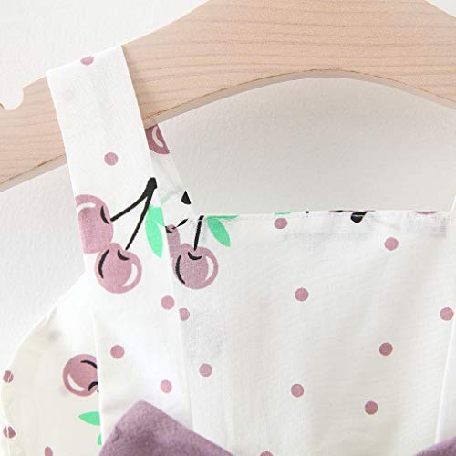 Julhold Vestido de princesa para bebé o niña, elegante, sin mangas, con diseño de cerezo, con lunares, de 0 a 3 años morado 12-18 Meses