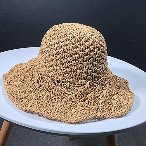 juman634 Sombrero de Punto para Mujer Primavera Verano Panamá Jack Hat Ajustable Sun Beach Cap Big Brim Straw Ganchillo Toyo Sun Hat