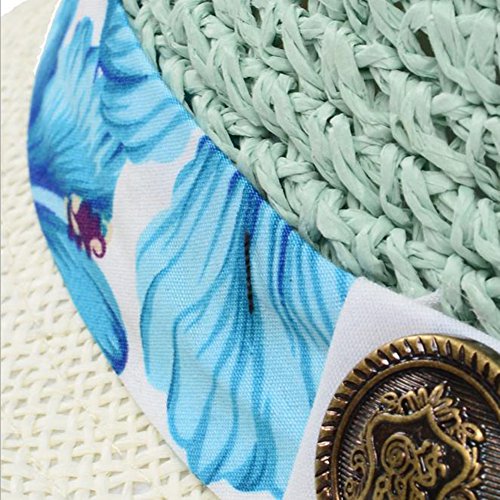 JUNGEN Sombrero de Paja Sombrero de Panamá Viento Graffi Recorrido Sol Sombrero para el Sol Sombrero de Las Mujeres o la Playa en Verano (Rosa)