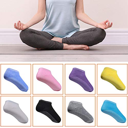 JURONG 8 pares de calcetines de yoga para mujer, para yoga, pilates, ballet, deportes, antideslizantes (8 colores)