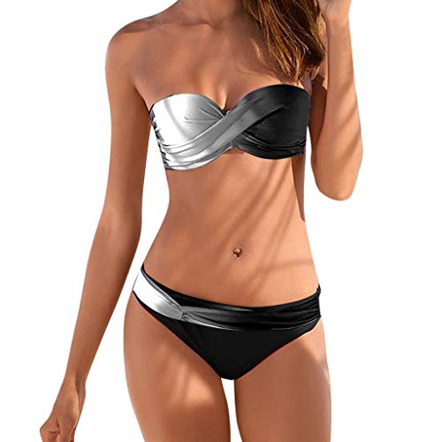 JURTEE Bañador De Verano para Mujer Bandeau Vendaje Gradiente De Color Bikini Brasileño Tankini Traje De Baño De Dos Piezas Ropa De Playa
