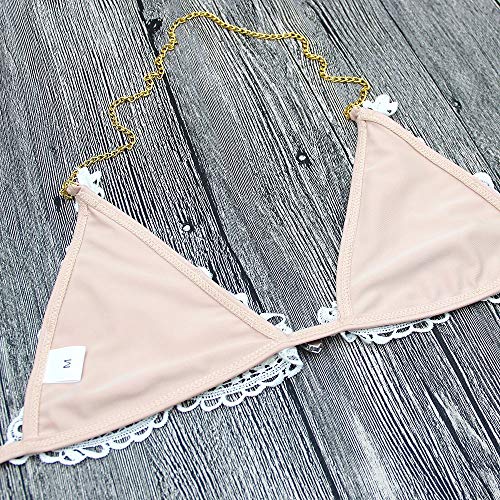 JURTEE Mujeres Bañador Moda Sexy Tiras Tejidas A Mano Cadena De Perlas Bikini Brasileño Ropa De Playa Traje De Baño De Dos Piezas