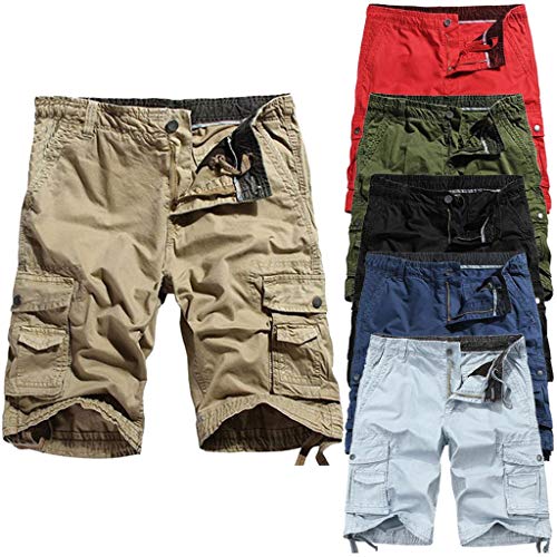 JURTEE Pantalones Hombre Trabajo Cortos Ocasionales Sólido De Color Bermudas Cargo Shorts con Bolsillos