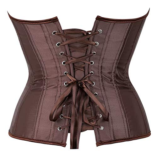 jutrisujo Mujer Corset disfrazs de Lace Bustiers Fajas Corpiño Nupcial Lencería Talla Grande Cintura Cincher café 6XL