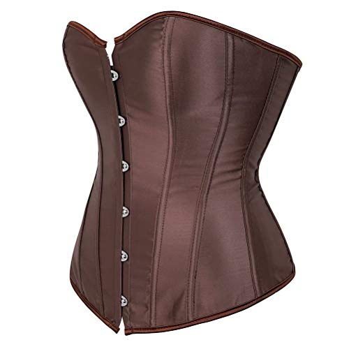 jutrisujo Mujer Corset disfrazs de Lace Bustiers Fajas Corpiño Nupcial Lencería Talla Grande Cintura Cincher café 6XL