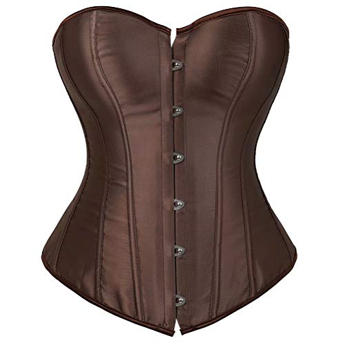 jutrisujo Mujer Corset disfrazs de Lace Bustiers Fajas Corpiño Nupcial Lencería Talla Grande Cintura Cincher café 6XL