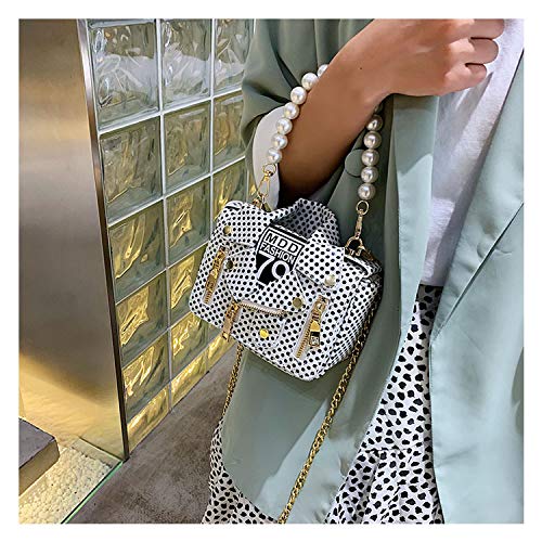 JYH Chaqueta de Moto para Mujer Shouldbag Bolso de Piel sintética con Remaches Bolso Bandolera,Blanco