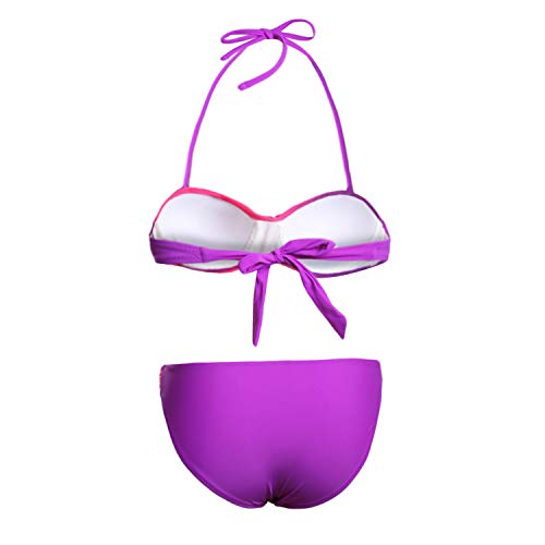 Jywmsc Bikini Mujer Ropa de Baño Push Up Acolchado Bra Tops y Braguitas Reversibles 2pcs Trajes de Baño Halter Cuello Bañador