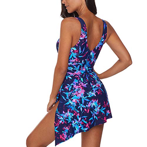 Jywmsc Tankini una Pieza Traje de Baño Cuello para Mujer V Sujetador con Relleno Traje de baño Falda Ropa de baño Tankini