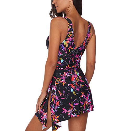 Jywmsc Tankini una Pieza Traje de Baño Cuello para Mujer V Sujetador con Relleno Traje de baño Falda Ropa de baño Tankini