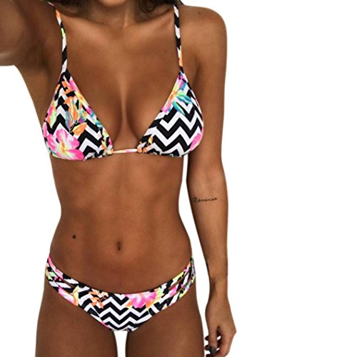 K-youth Bikini Mujer 2018 con Relleno, Verano Bikini Push Up Mujer Playa Atractivo Vestidos De Baño Ropa De Baño Bikinis Bañador Deportivo Traje de Baño Dos Piezas para Mujer (Negro-B, S)