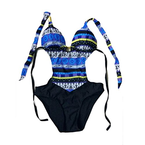 K-youth Mujer Traje de Baño, Ropa De Baño Bohemia Bañador de una Pieza Bikini Mujer 2018 con Relleno Bikini Push Up Mujer Playa Exótico Bikinis Mujer Push Up Traje De Baño Mujer (Azul, XL)
