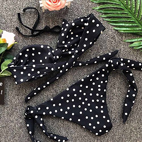 K-youth Mujeres Bikini, Bikini Mujer 2018 Bañador Traje De Baño De Dos Piezas Bikini Impreso Conjunto Halter Backless Bikinis Brasileño Push Up Ropa De Playa (Negro, L)