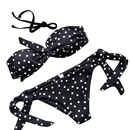 K-youth Mujeres Bikini, Bikini Mujer 2018 Bañador Traje De Baño De Dos Piezas Bikini Impreso Conjunto Halter Backless Bikinis Brasileño Push Up Ropa De Playa (Negro, L)