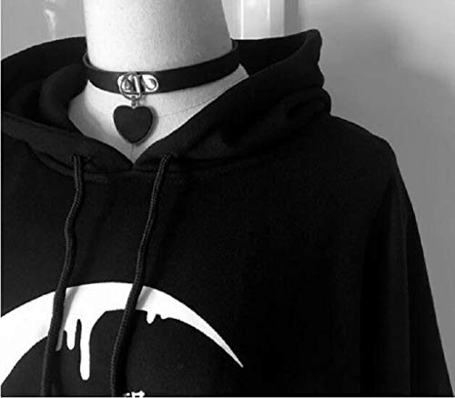 K-Youth Ropa de Estilo Punk Luna Estampado Sudadera Mujer Tumblr Manga Larga Sudaderas Adolescentes Chicas Invierno Terciopelo Sudaderas con Capucha Mujer Deportivas Chandal para Mujeres (Negro, M)