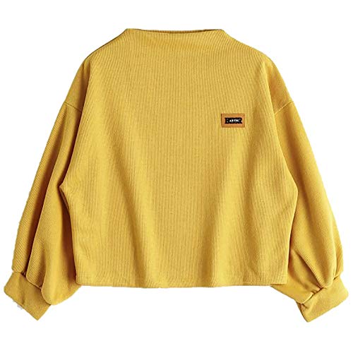 K-youth sudadera mujer Mujer Sudaderas Cortas, Tumblr Cortas Anchas 2018 Otoño Invierno Chicas Ropa Deportiva Moda Manga Larga Blusa Tops Baratos Hoodie Sweatshirt(Amarillo, M)