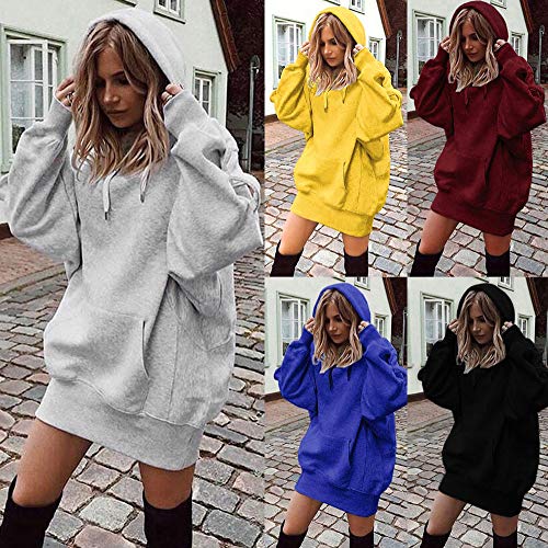 K-youth sudadera mujer Tumblr Largas Anchas Sudaderas Adolescentes Chicas Invierno Sudaderas con Capucha Mujer Deportivas Sudaderas Stranger Things Niña Chica Chandal (Amarillo, L)