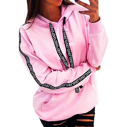K-youth Sudaderas con Capucha Adolescentes Chicas Color Sólido Suelto con Bolsillos Camisetas Mujer Deporte Tops Blusas para Mujer Invierno (Rosa, M)
