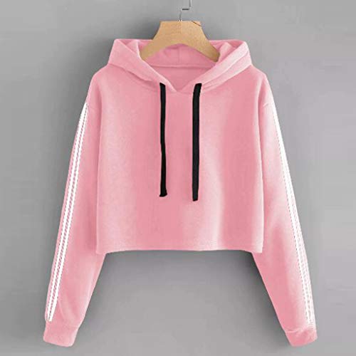 K-Youth Sudaderas con Capucha Cortas Mujer Tumblr Sudaderas Cortas Niñas Sudaderas Adolescentes Chicas Invierno Manga Larga Chandal Chica Sudaderas Stranger Things Mujer Deporte (Rosa, XXL)