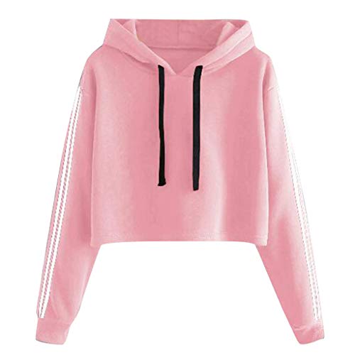 K-Youth Sudaderas con Capucha Cortas Mujer Tumblr Sudaderas Cortas Niñas Sudaderas Adolescentes Chicas Invierno Manga Larga Chandal Chica Sudaderas Stranger Things Mujer Deporte (Rosa, XXL)