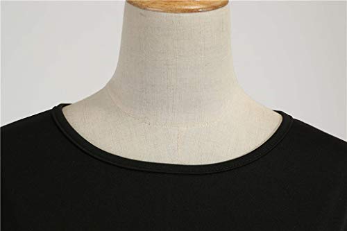 K-Youth Vestidos Navidad Mujer de la Navidad de Manga Larga Estampado Christmas Retro 1950's Audrey Hepburn Swing Vestido Mujer Otoño Invierno Fiesta Disfraz Navideño Chica Ropa Mujeres (Rojo 2, M)