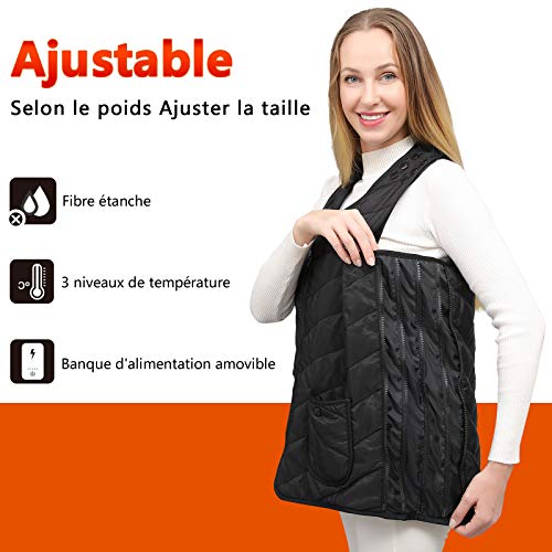Kacai Chaleco calefactable para hombres y mujeres, USB Chaleco Térmico Eléctrico,3 tipos de ajuste de temperatura, tamaño ajustable y lavable，Chalecos de Invierno Cálidos para Caza,Exteriores, Camping